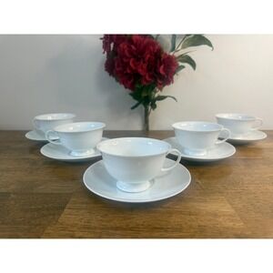 Rosenthal Classic Rose Collection White Porcelain 5 Teacups Saucer Set Germany